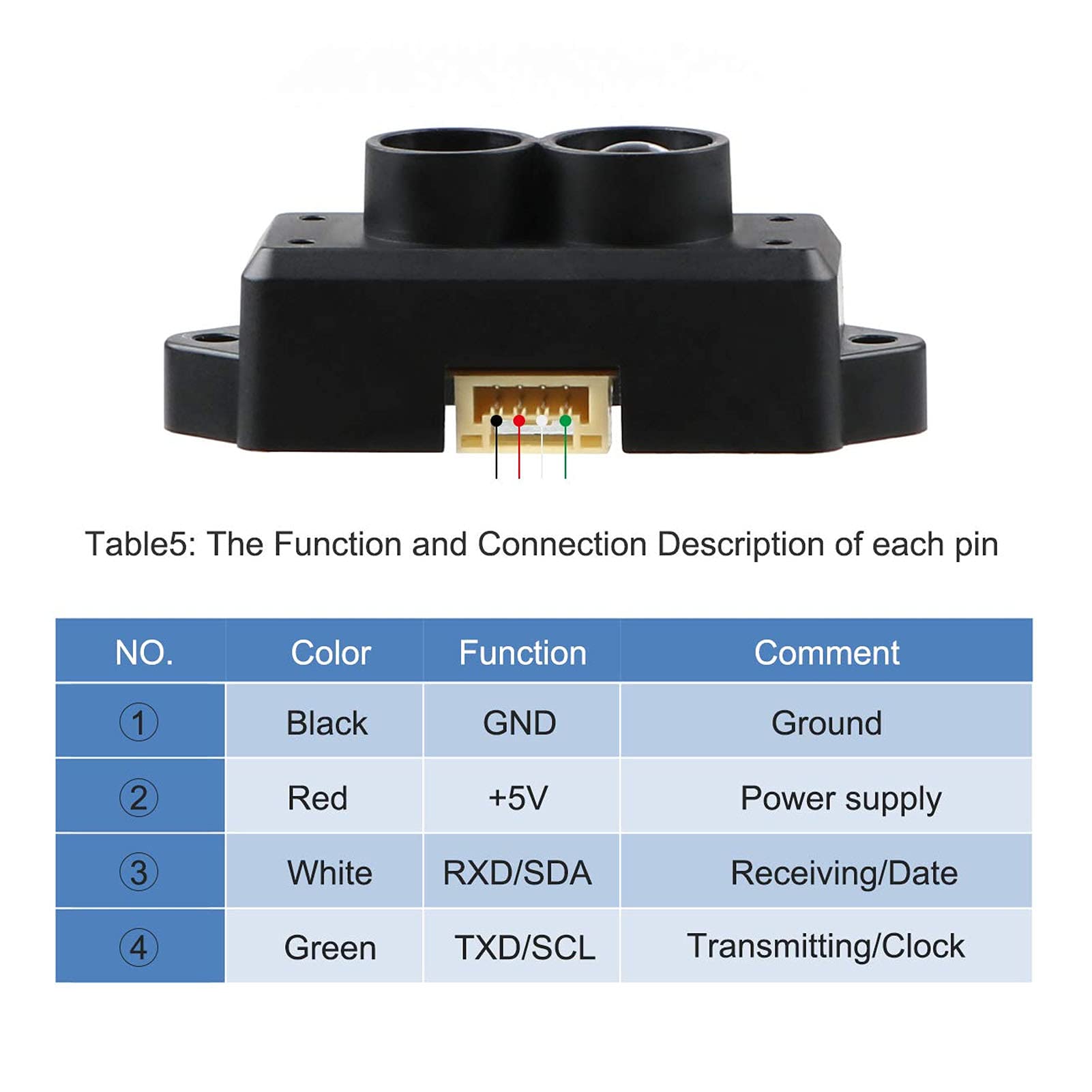 Fdit Tfmini -s -LiDAR Module de capteur LiDAR pour véhicules, matériau ABS, 0,1-12 M