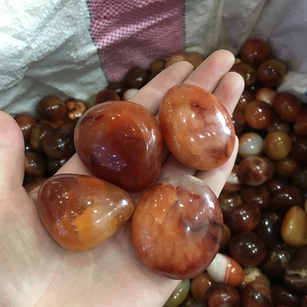 PEKMAR Esemplare guarito 2 Pezzi di Diaspro Rosso Naturale Pietre burattate e Gioco di Palma Cristalli di Rocca Pietre preziose di Agata for la Decorazione dell'acquario Come Regalo