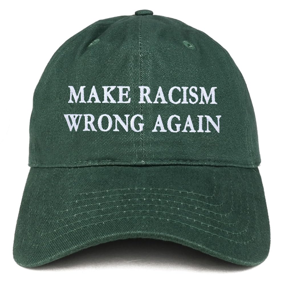 Trendy Apparel Shop Make Racism Wrong Again Embroidered Soft Crown 100% Brushed Cotton Cap