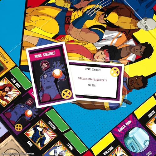 Image of Monopoly: X-Men '97 Edition Board Game, Buy, Sell, Trade Iconic Mutants Like Wolverine, Magneto, Rogue & More, Featuring 6 Custom X-Men Themed Tokens, Officially Licensed Merchandise and Collectible