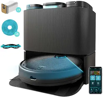 Robot Aspirador con Base Autovaciado y Mopas Giratorias Conga 11090 Spin Revolution Home&Wash T. Tecnología Láser, Motor de Succión 5000Pa, Cepillo Multifunción, Cepillo Lateral, App