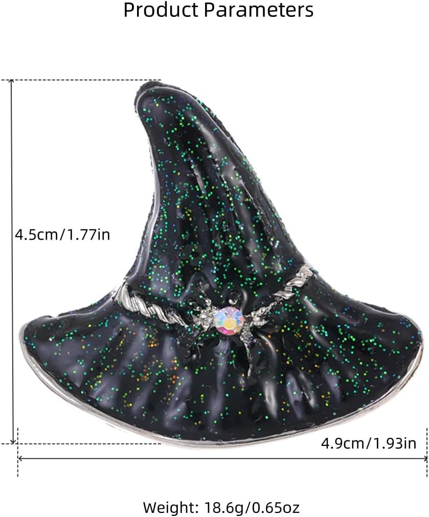 Rhinestone Witch Hat Brooch Pin for Women AB Crystal Green Witchcraft Brooches Lapel Pins Unisex Delicate Cap Fashion Chic Christmas Halloween Jewelry - Image 6
