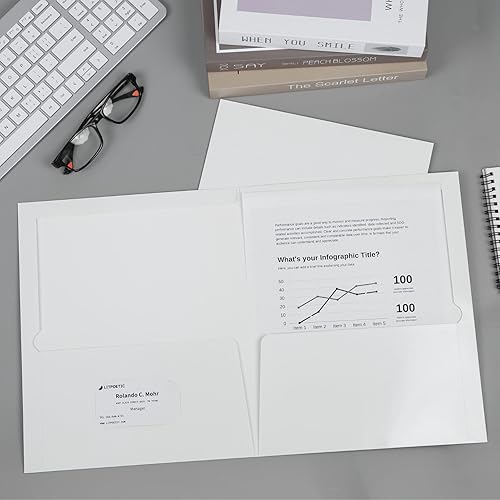 Miniatura 2 de Carpetas de papel laminado brillante de dos bolsillos, tamaño carta con bolsillos, capacidad para 100 hojas, para escuela, oficina, hogar, caja de
