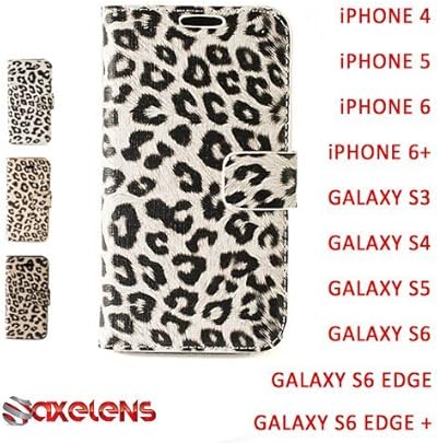 FUNDA CARCASA para SMARTPHONE AXELENS LEOPARDO para SAMSUNG GALAXY COVER WALLET BLANCO