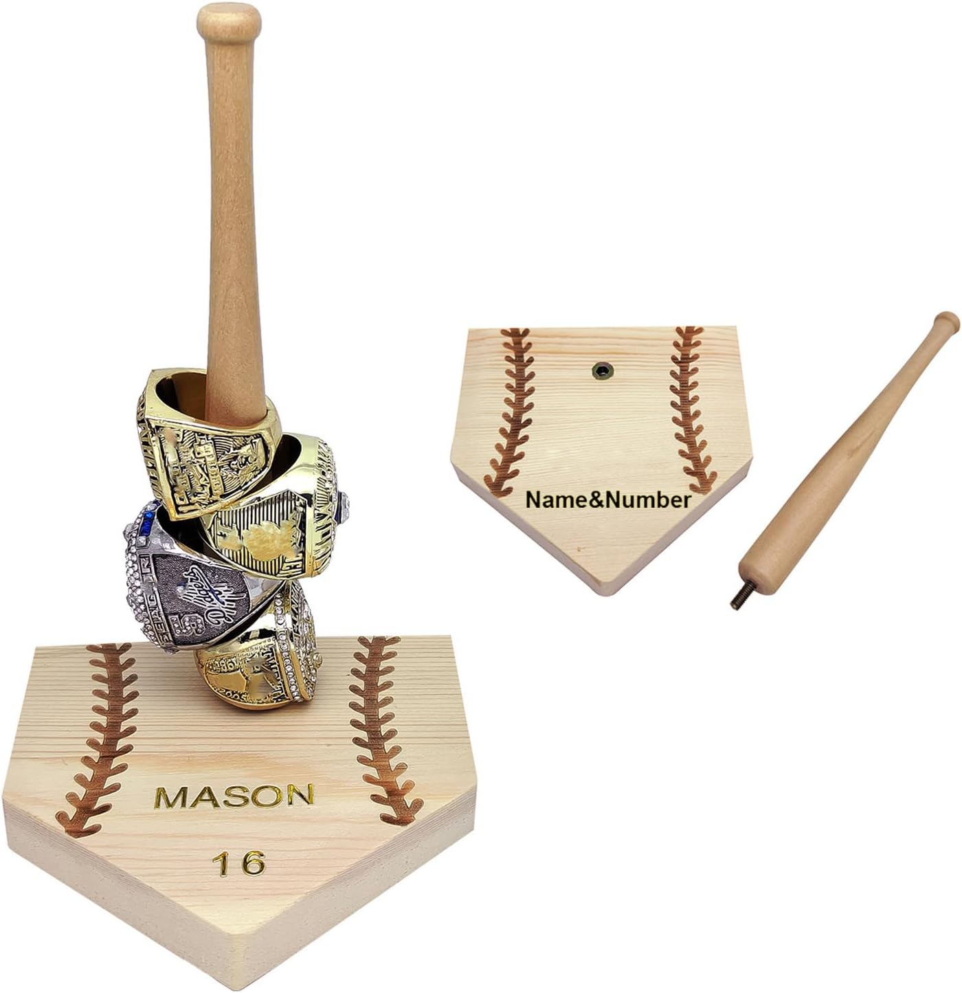 Championship Ring Display Case Baseball Ring Holder Accessories Softball Gifts League Trophy Sports Memorabilia Man Cave Decor Home Plate