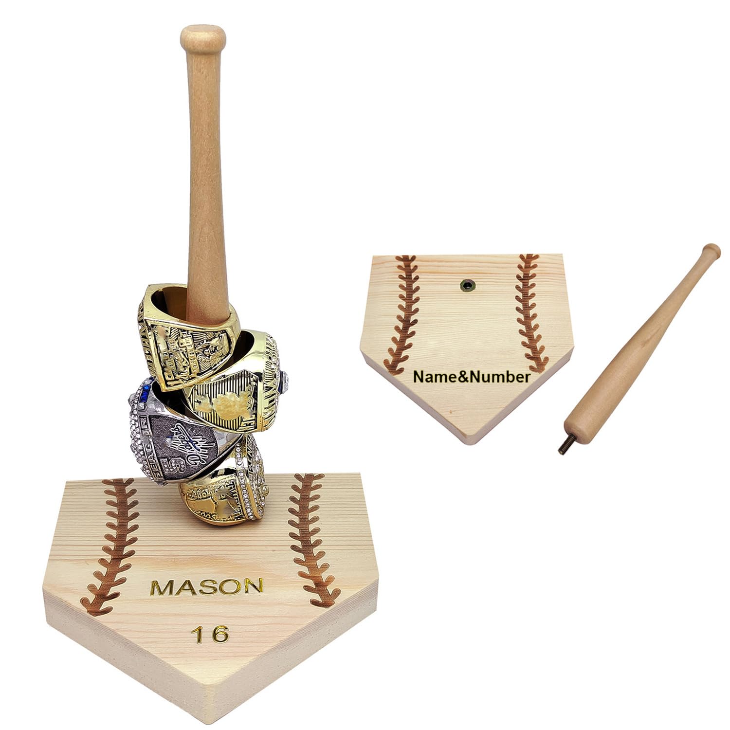 Championship Ring Display Case Baseball Ring Holder Accessories Softball Gifts League Trophy Sports Memorabilia Man Cave Decor Home Plate