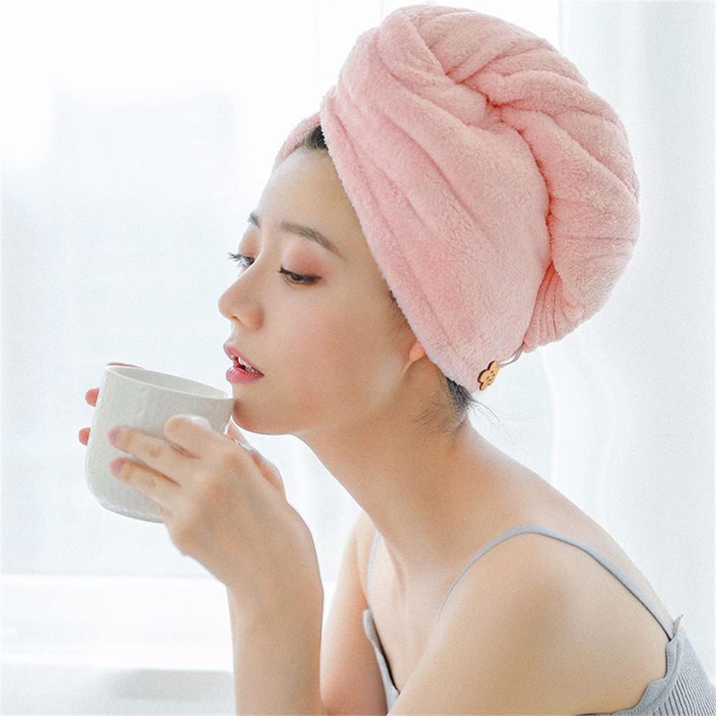 HBJWOV Dry Hair Cap Women Super Absorbent Cute Quick-Drying Baotou Thick Shower Cap Dry Hair Towel(D)