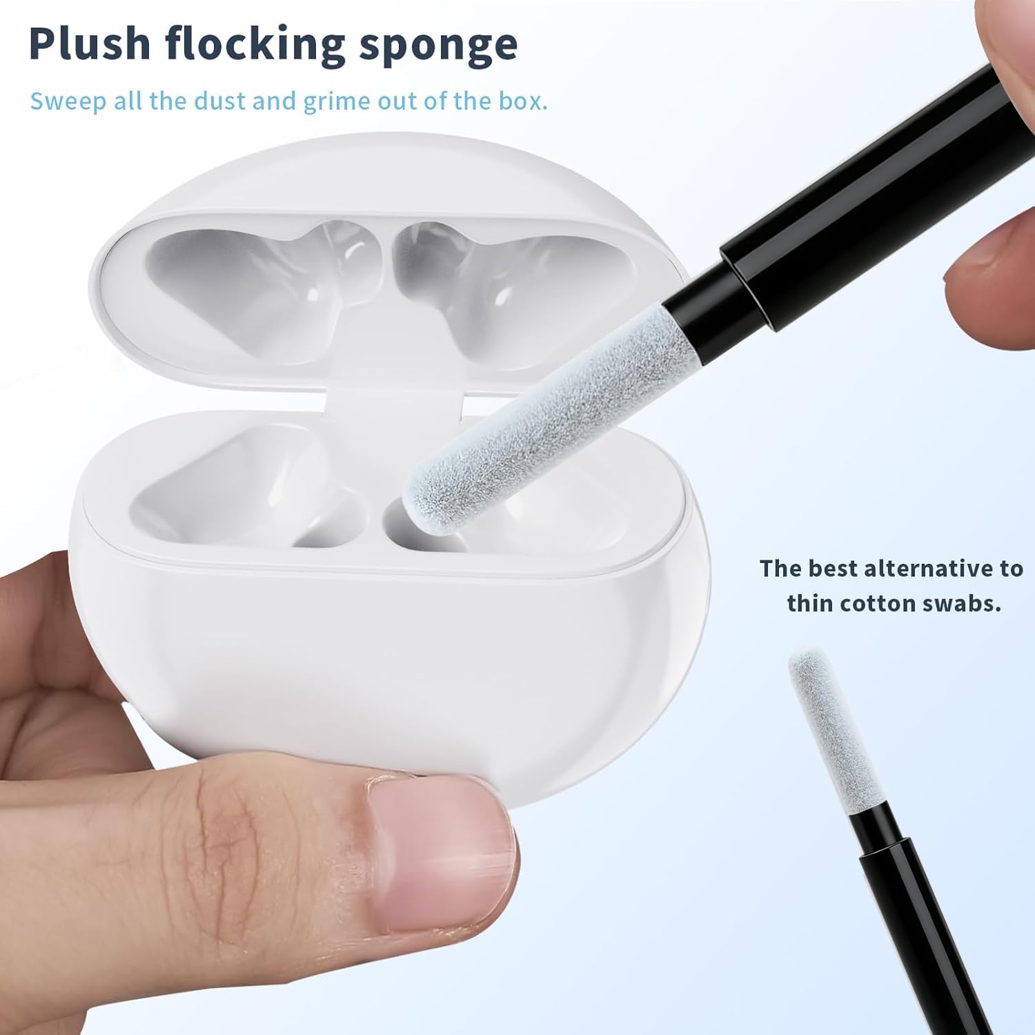 Earphone Cleaner Cleaning Kit, New Generation Earpods Cleaner kit, Multifunctional Earbuds Cleaning Pen for Headphones Earphones Keyboards Camera Lens Cell Phones - Black — view 3