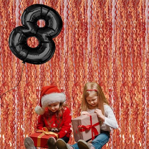 Pack de 4 Cortinas Naranja de Foil 3.3x6.6 pies miniatura 4