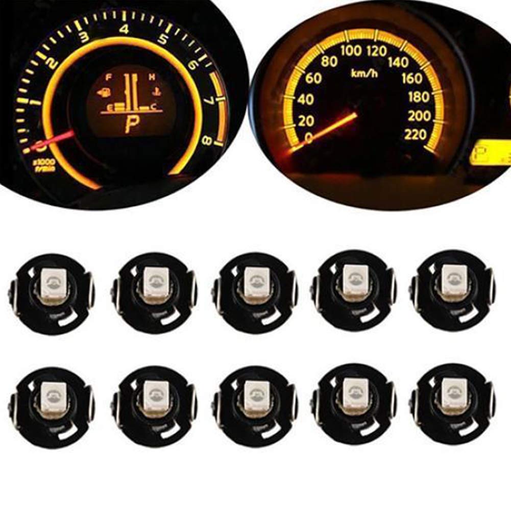 Lampade LED per Cruscott, 10Pcs T4.2 12V LED Lampadina Strumento Auto Cruscotto Meter Luci di Pannello Lampade T4.2 White