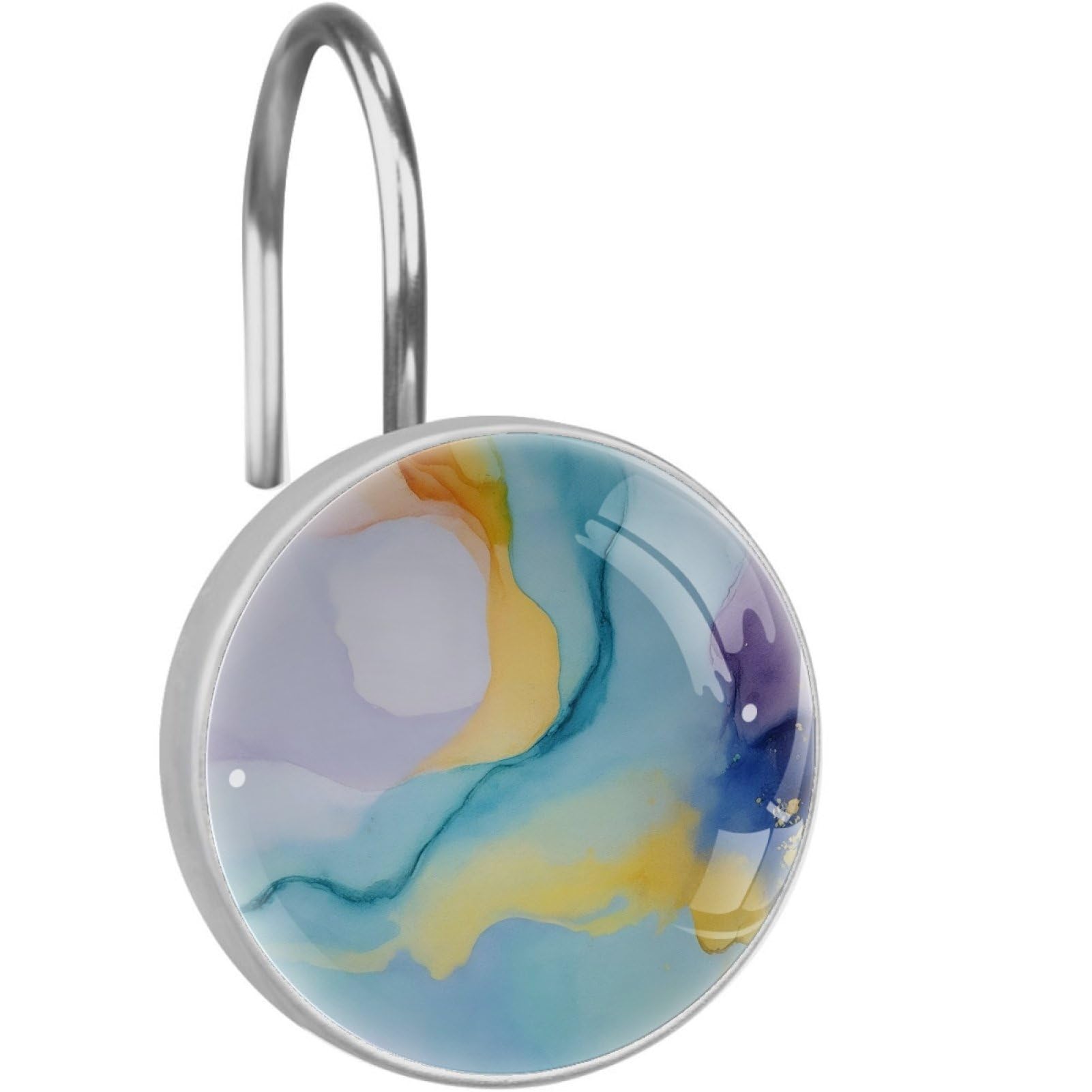 VAPOKF Decorative Shower Curtain Hook: Colorful Marble Texture Rustproof Stainless Steel Shower Curtain Ring for Bathroom - Shower Curtain Hook & Hangers - Set of 12