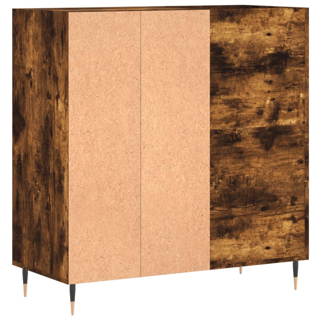 Armadio per dischi in rovere affumicato, 84,5 x 38 x 89 cm, grande armadietto per dischi in legno e ferro, stabile scaffale in vinile con gambe in metallo, per collezione LP e giradischi