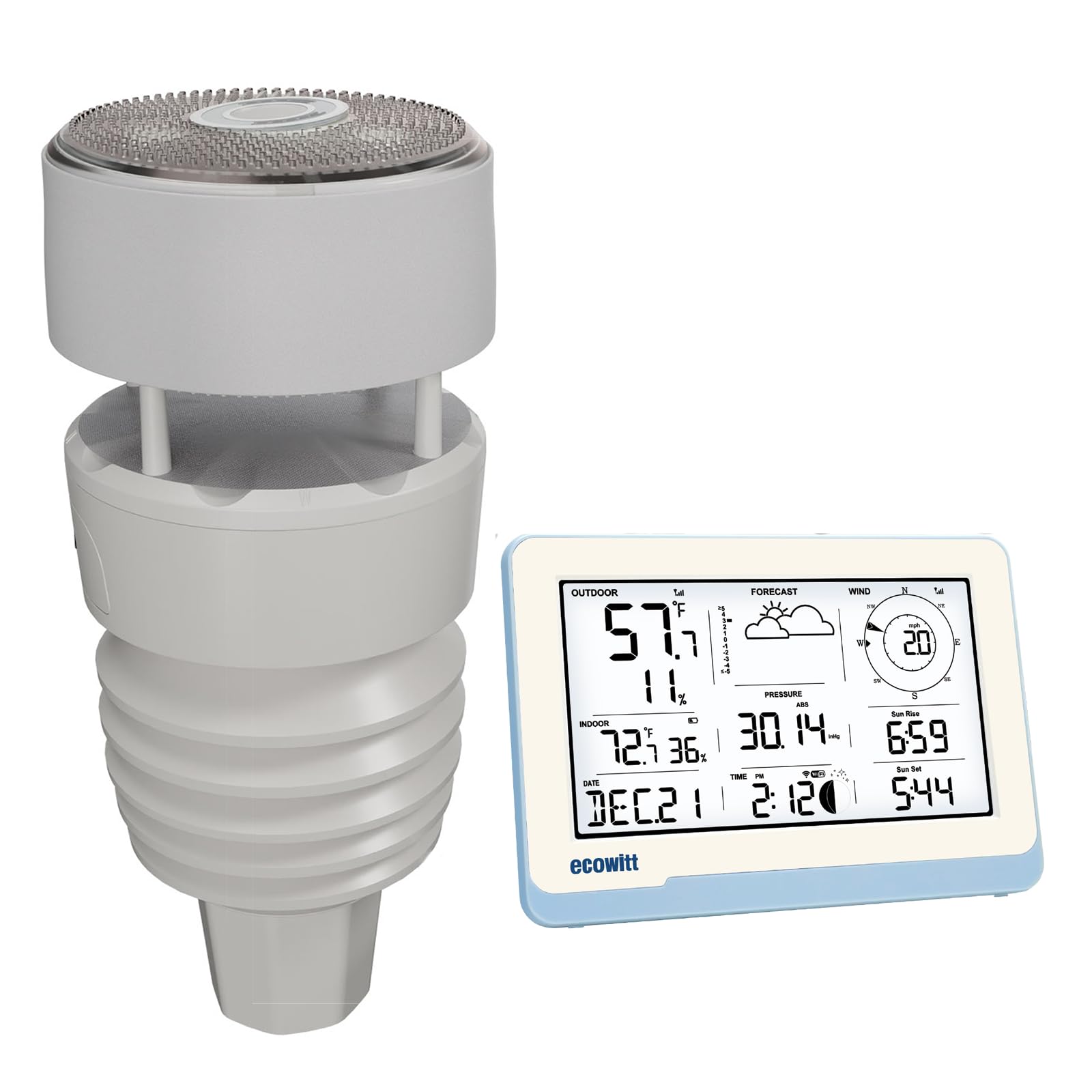ECOWITT WS3801 estación meteorológica, 7 en 1 sensor inalámbrico al aire libre WS90 con energía solar + 7,5 pulgadas wifi pantalla LCD interior, inteligente IOT enlace de control WS3801: WS85+pantalla de 7,5 pulgadas