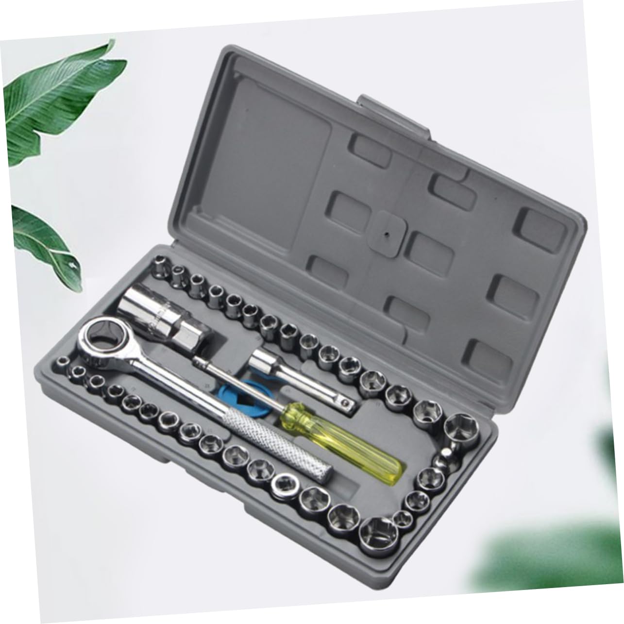 UPKOCH Set Di Chiavi A Bussola in Acciaio Carbonio Da 40 Pezzi Kit Di Riparazione Auto Utensile Manuale Con Manicotto Combinato Per La Manutenzione Del Veicolo Impugnatura Comoda