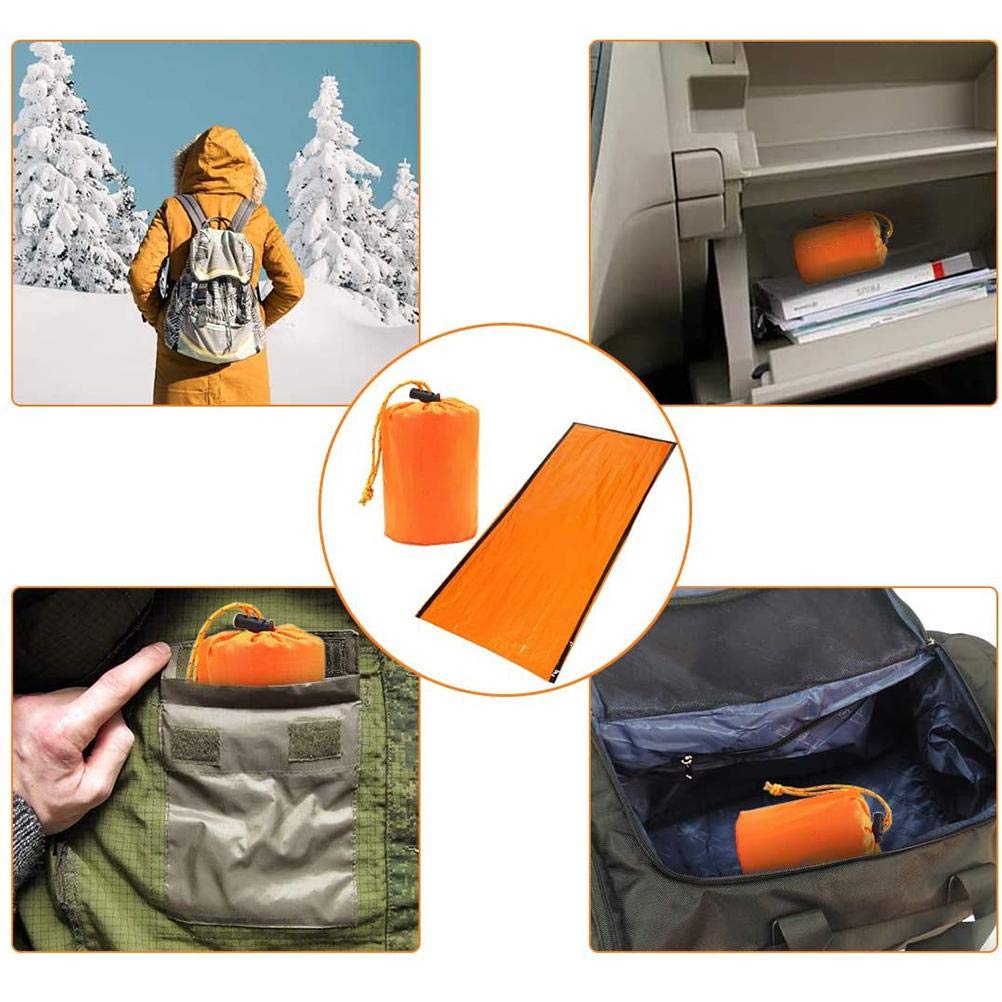 Sac De Couchage D'urgence Thermique – Mylar 200x90 Cm, Léger 100g, Imperméable Et Signalisation Orange