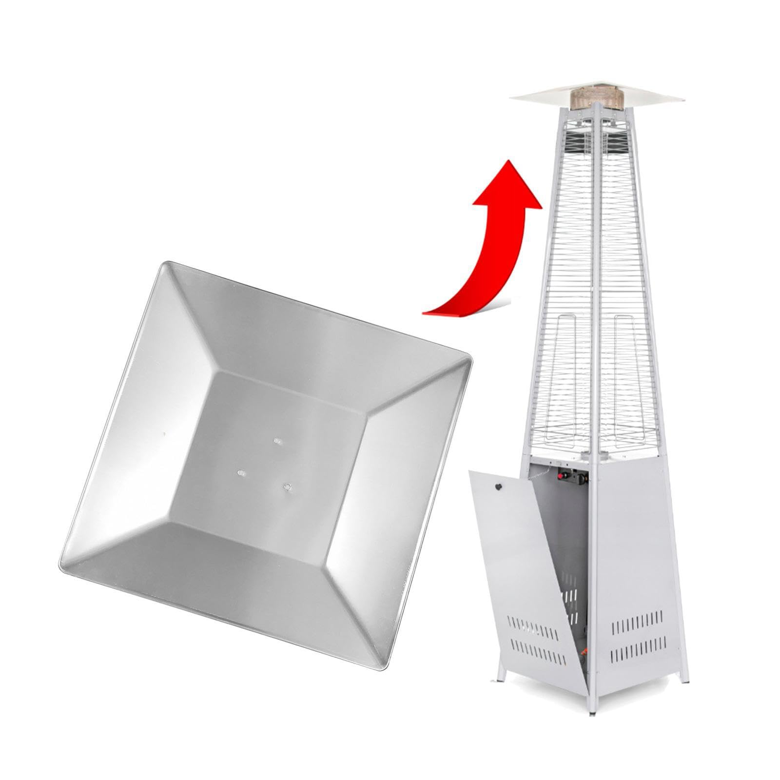 Robuster, vierseitiger Aluminium Reflektor als Ersatz für Terrassenheizstrahler. Einfache Montage. Maße: ca. 45 cm x 45 cm. Material: Aluminium, Lochabstand 7