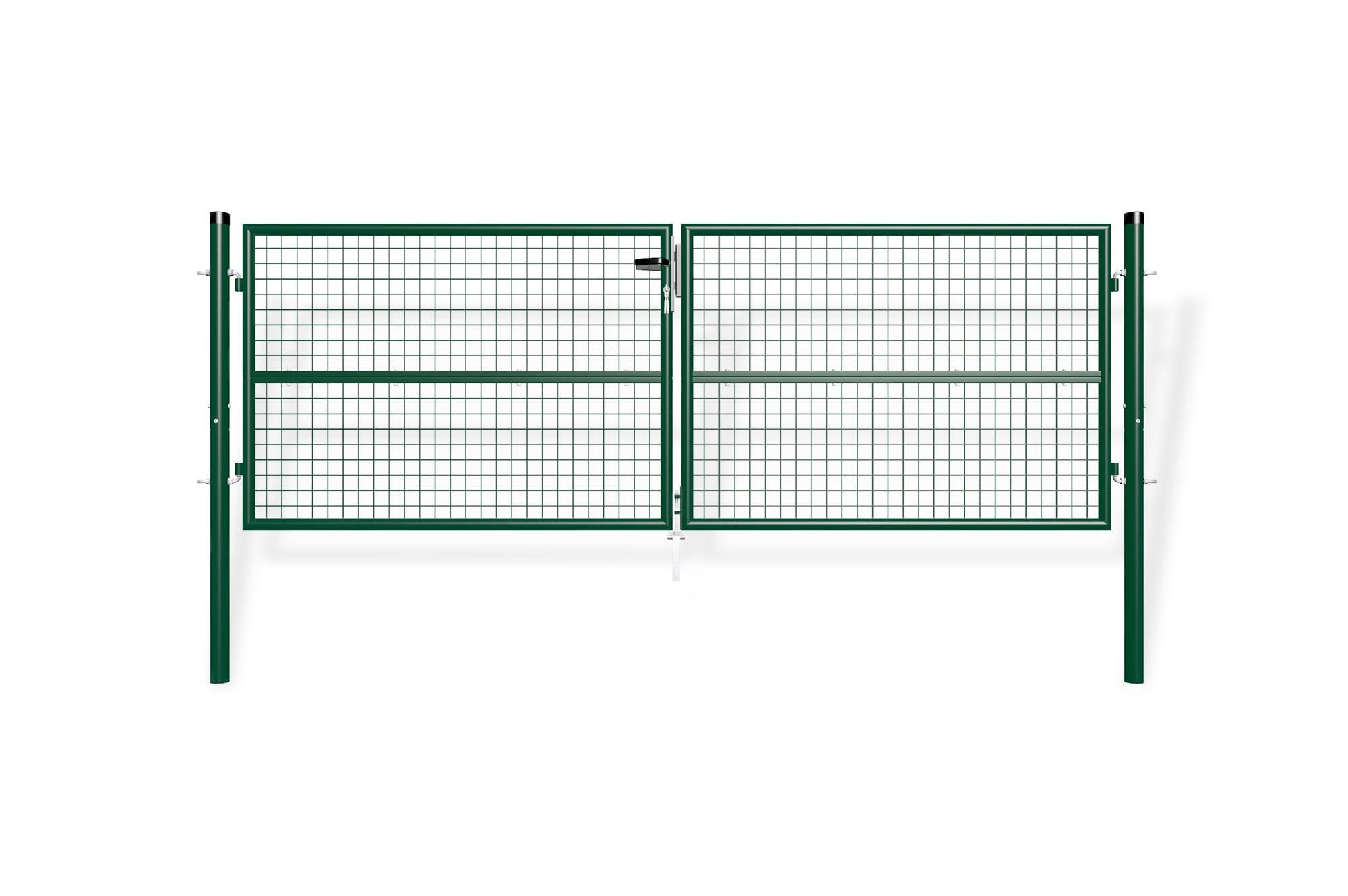 Casanoov Portail Grillagé Battant 2 Vantaux 300 x 100 cm Acier Galvanisé Vert RAL 6005 Maille 50 x 50 mm Fil 4 mm Structure Renforcée Idéal Jardin et Terrain Résidentiel