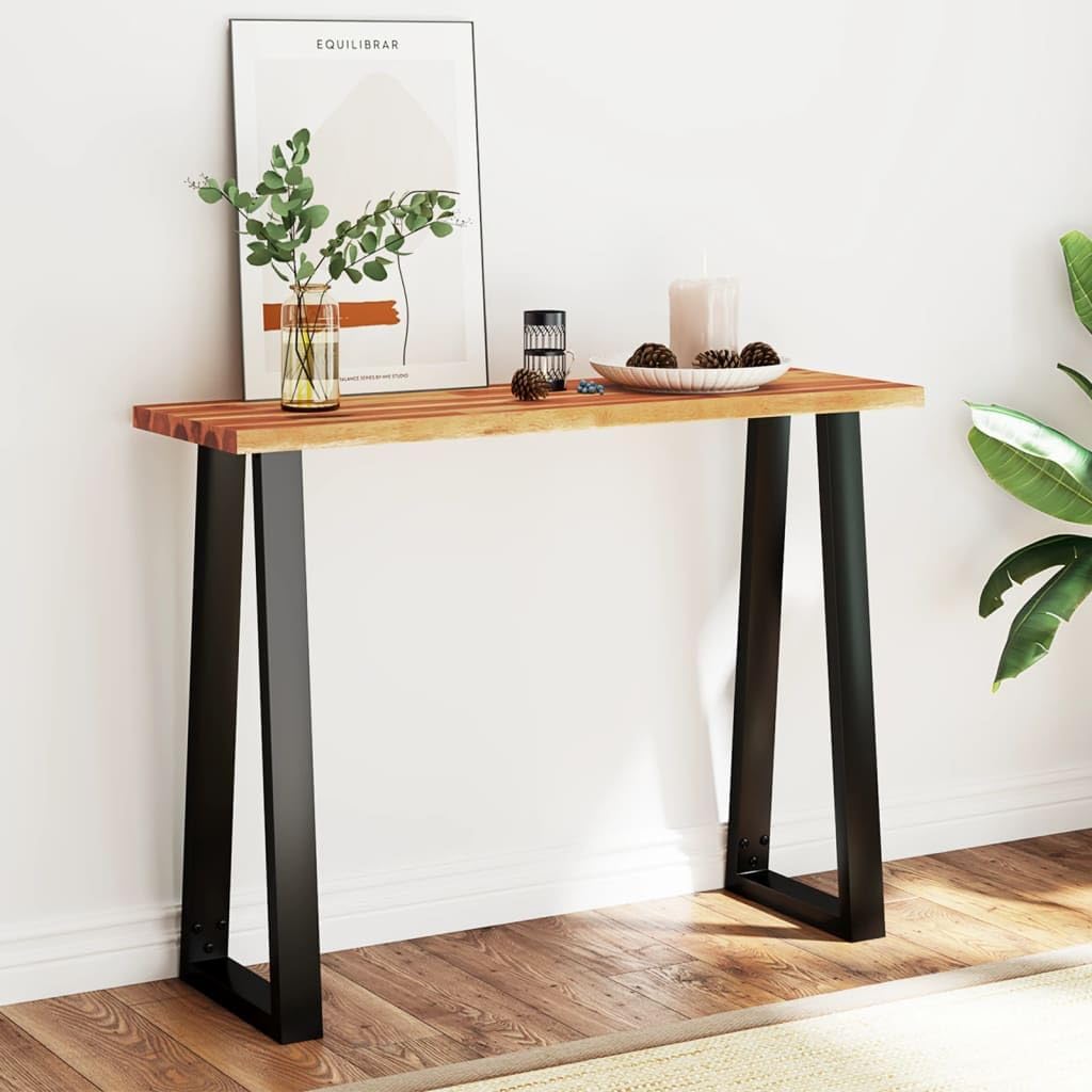SKM Console Table with Live Edge 110x35x80 cm Solid Wood Acacia (Weight-18KG)