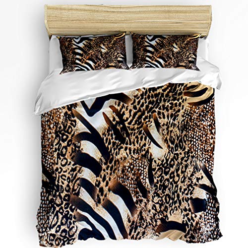 80% Off Discount FarmBed Abstract Tiger Skin Print 3-Piece Bedding Sets Luxury Soft Duvet Cover California King, Microfiber Bet Comforter Protector with Pillow Shams for Women Men Teens, Animal Texture