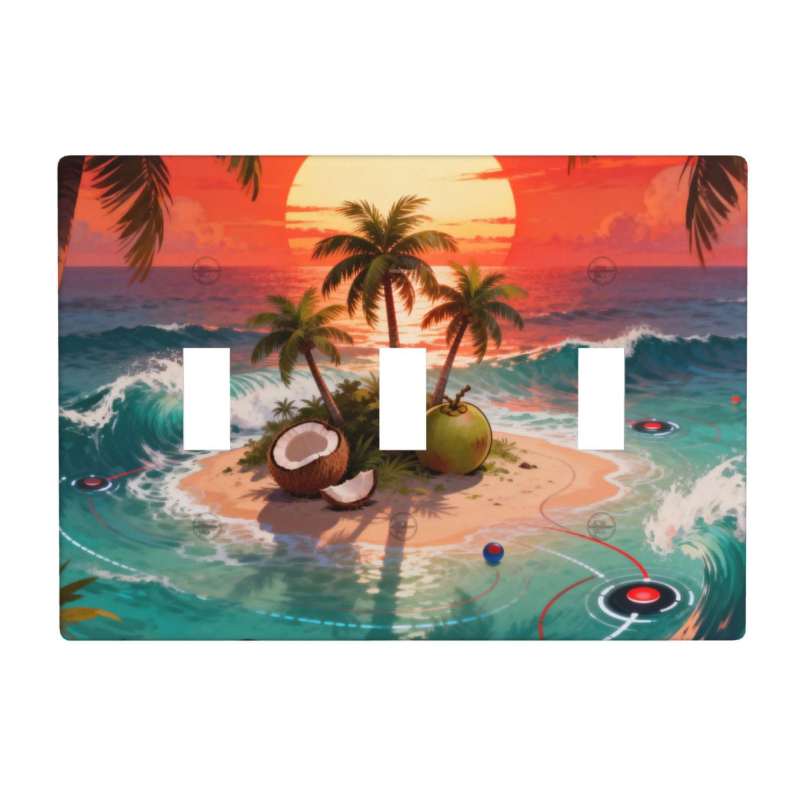 Beach Games 3 Gang Switch Plate Cover-Unbreakable Polycarbonate Wall Plate, Heat Resistant Toggle Switch Decor for Home