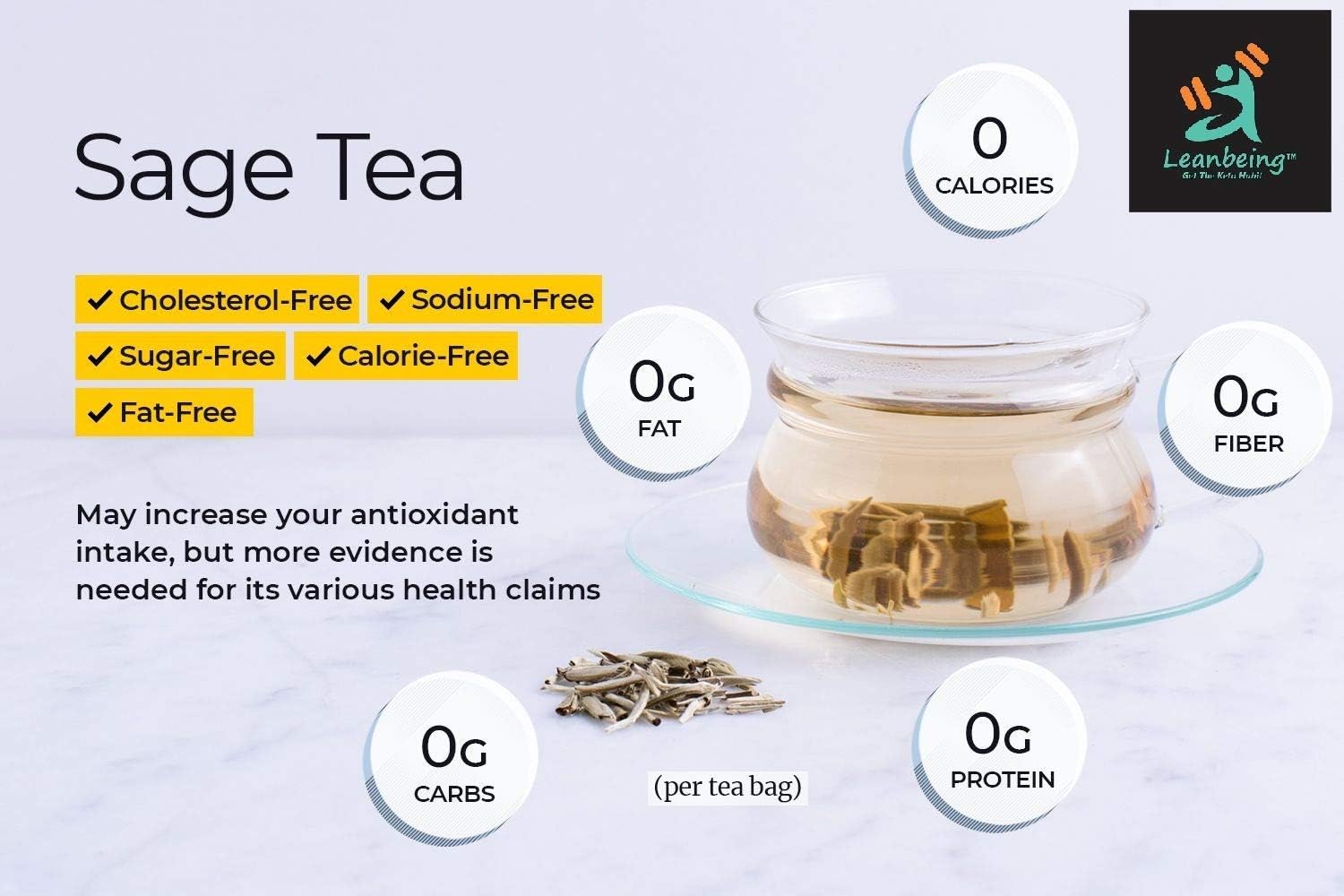 Astha Leanbeing 500Gms Dried Sage Leaves for Tea (Whole) | Smudge Smudging | Energy Reiki | Removes Energy Blocks.