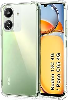 Protective Shock Absorption Bumper soft Transparent Armor Case For Xiaomi Redmi 13C 4G / Poco C65 (Clear)