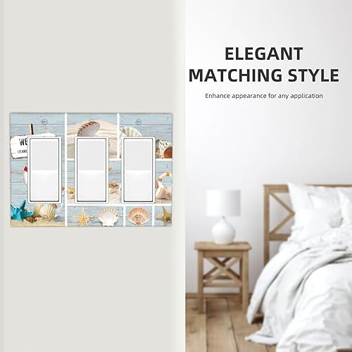 Vista 955 de Cubiertas decorativas de salida de estrella de mar playera, tablero de madera azul de concha de mar de 1 banda, decoración individual GFCI, placa