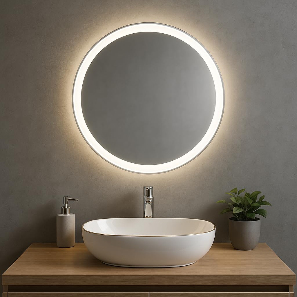 Vasque à Poser Ronde Ovale Blanche avec Liseré Doré - Lavabo Élégant en Céramique - Design pour Salle de Bain Moderne ou Industrielle - Idéal pour Plan de Travail ou Meuble Suspendu
