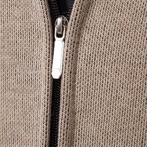 Men's Cardigan Sweaters Full Zip Up Stand Collar Slim Fit Casual Knitted Sweater with 2 Pockets Stripe Knit Cardigan3