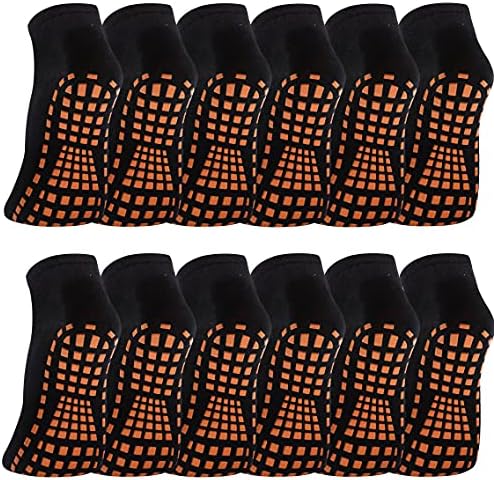 WANZHIHUI Non Slip Pilate Grip Socks for Women Anti-Skid Yoga Socks with Grips Footies Hospital Socks Ankle Cut, 12 Pack