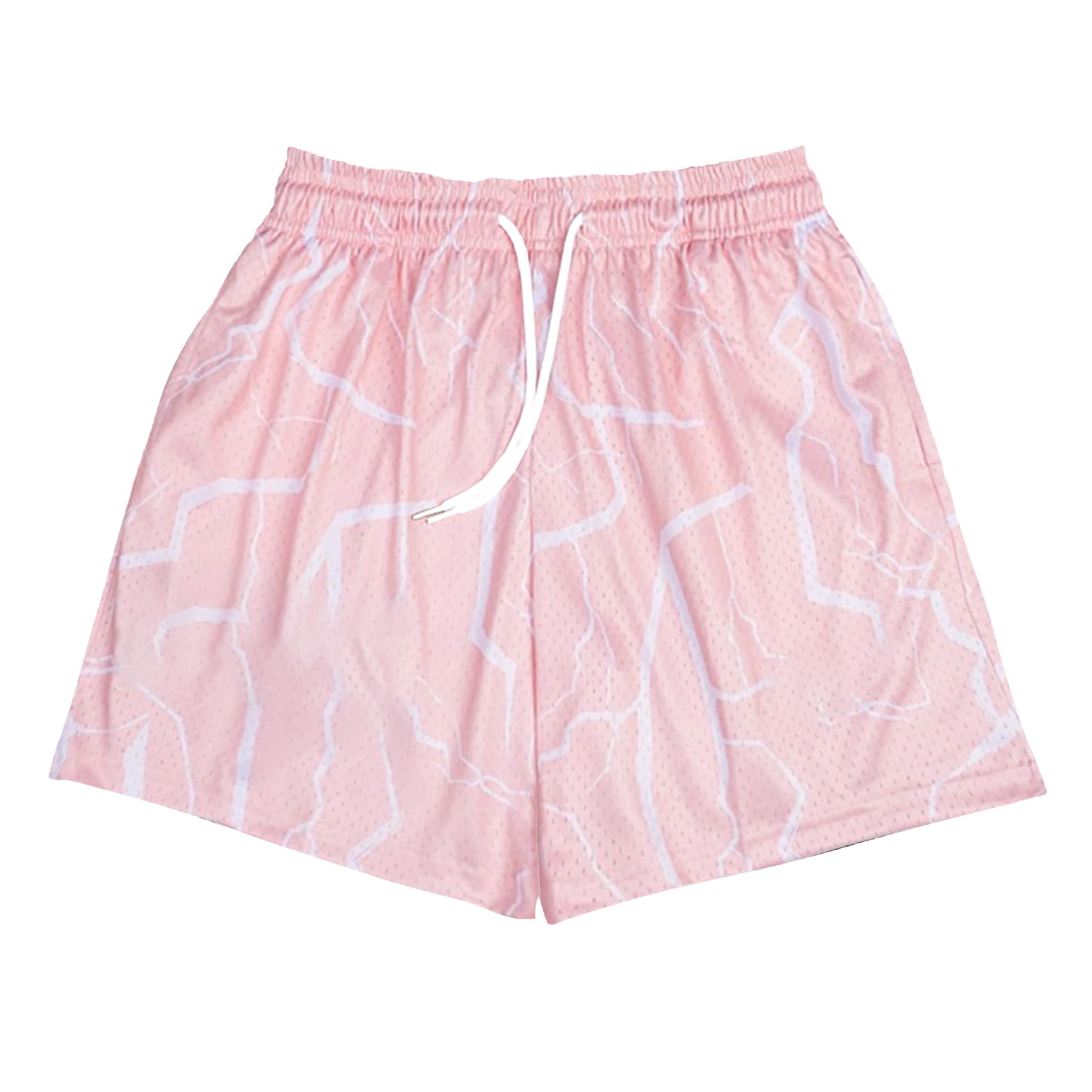DIOTSR Mens Graphic Print Shorts Cool Mesh Basketball Shorts Casual Flat Front Shorts Summer Drawstring