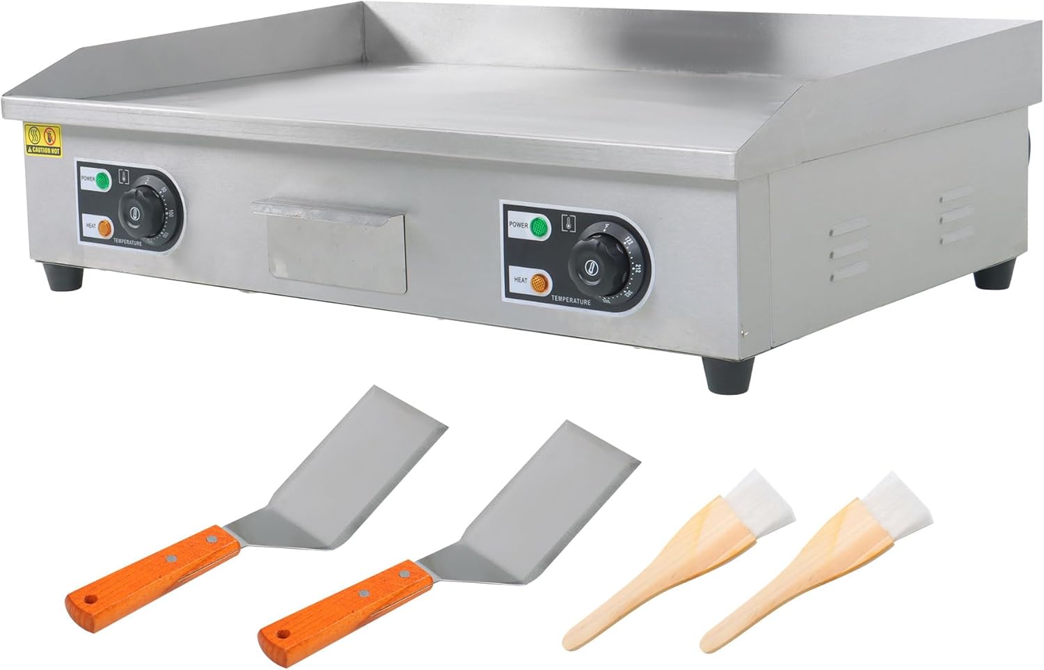 Heavy Duty Commercial Flat Top Grill, 30 Inch Commercial Teppanyaki Grill, 122℉-572℉ Adjustable Temp, 3000W Commercial Electric Griddle for Home or Restaurant(No Plug)