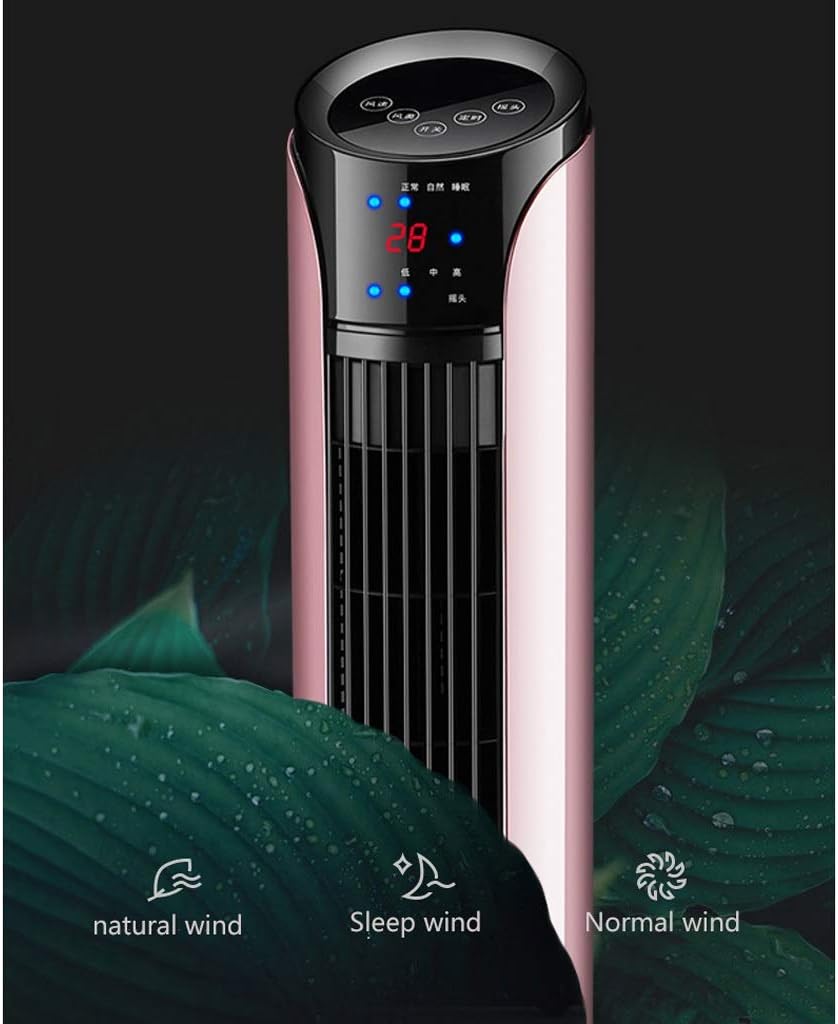 Tower Fan Leafless Remote Control Timing Floor Vibration Tower Fan Remote Control Design Suitable for Bedroom Living Room Study Rose Gold