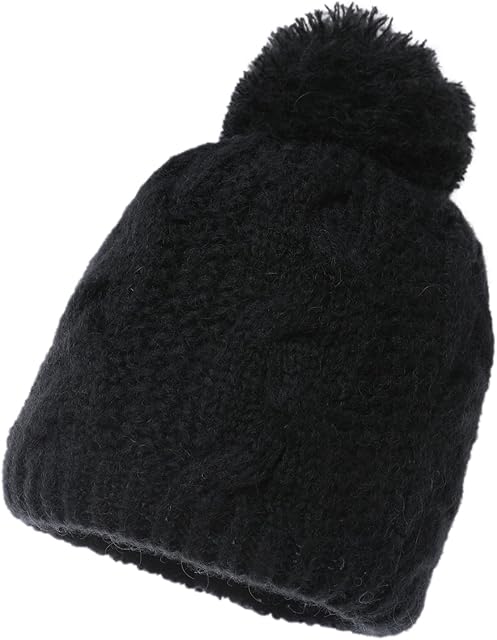 Fancet Life Winter Bobble Beanie for Womens Pompom Knitted Hat Double Layer Fleece Line Beanie Hats