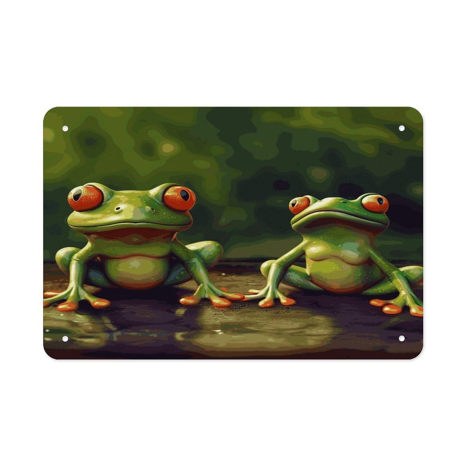 Fekiloot Style Funny Green Frogs Metal Signs Wall Art Tin Sign