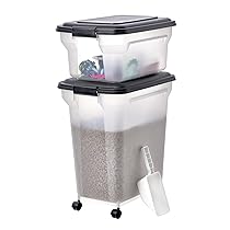 Iris Ohyama, Contenitore per Crocchette, 45L+20L, Nero, Ermetici, Contenitore per Alimenti in Plastica con Coperchio, con Ruote, Per Cibo per Gatti, Cani, Cibo secco, Dolci, Scatola, ATS-C