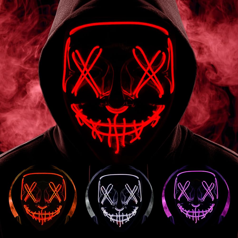 Halloween Masks, Horror Smiles LED Mask, Anonymous Neon Mask