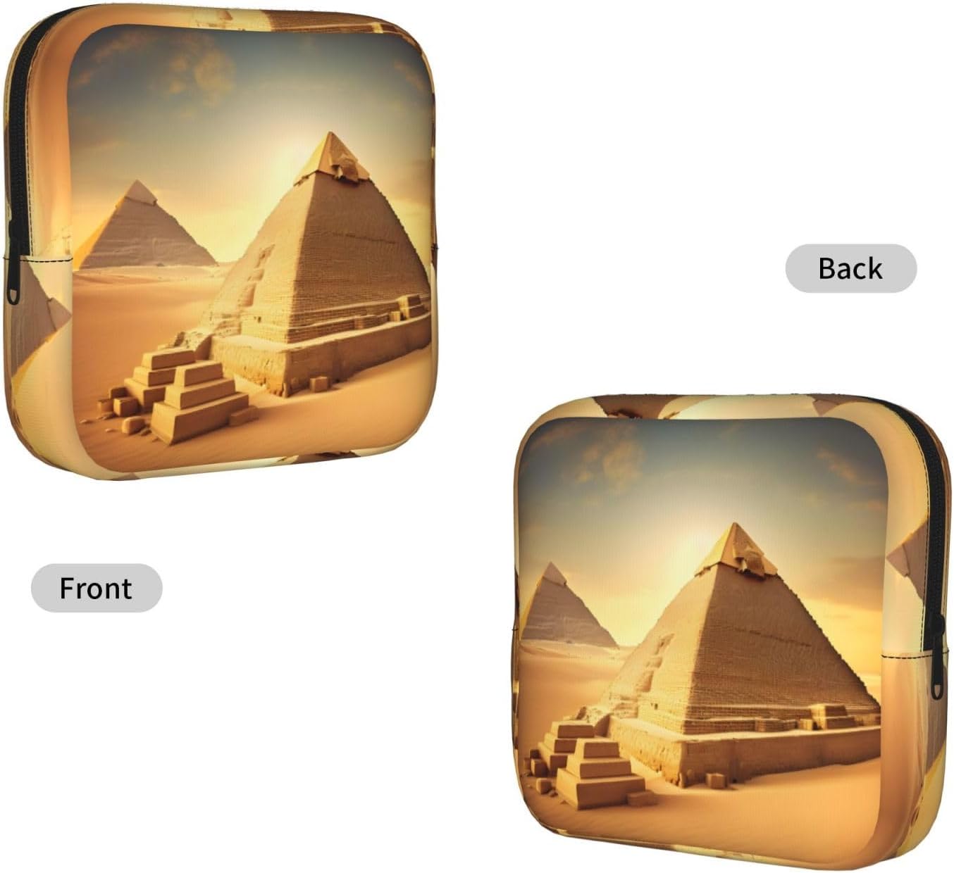 Egyptian Pyramid In Desert Print Women Period Bag Sanitary Pouch Portable Pad Pouch Tampon Holder Small Zipper Pouch Storage Bag