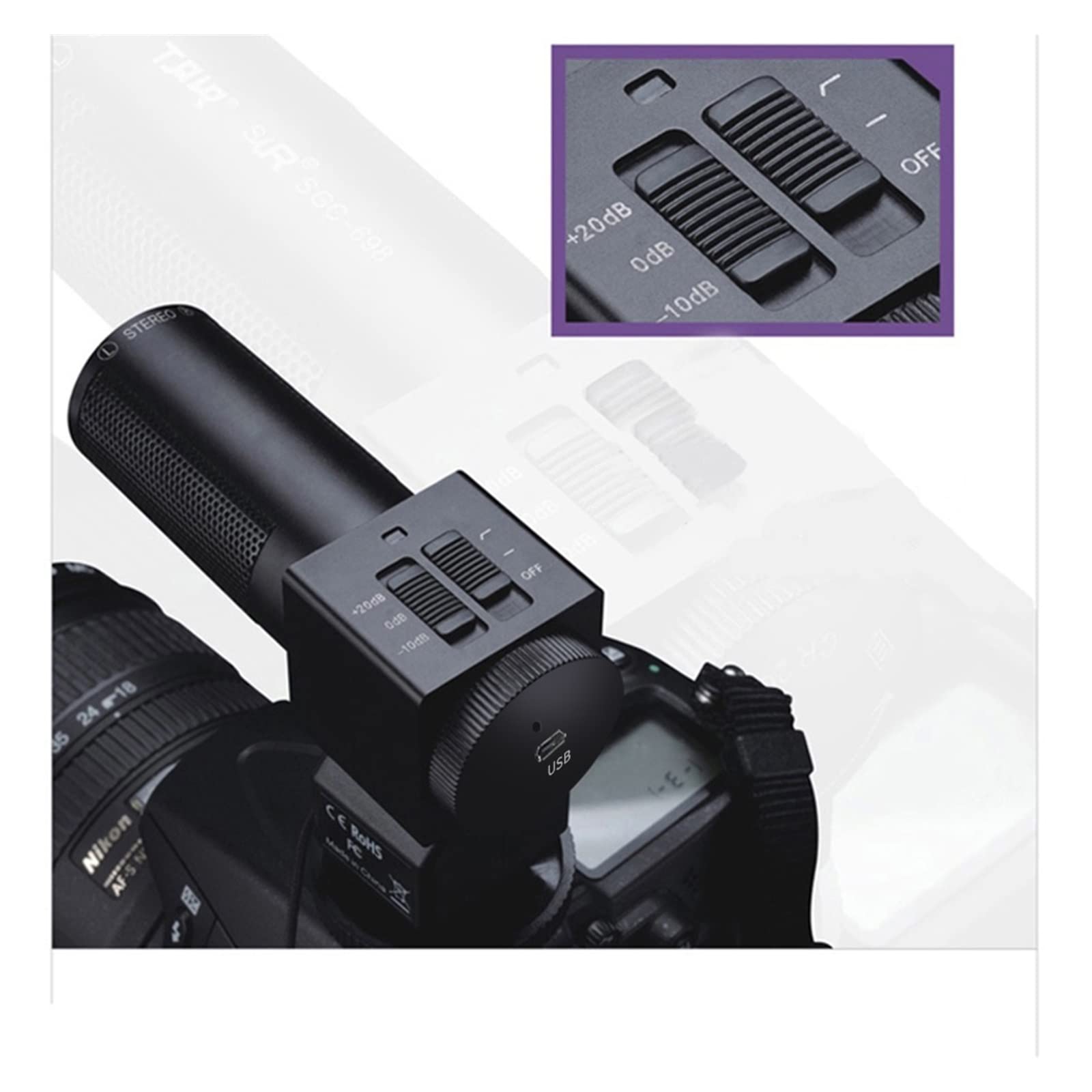 Videocamera Telecamera Fotocamera e microfono video Studio professionale Video digitale Stereo Registrazione Microfoni da 3,5 mm for fotocamera
