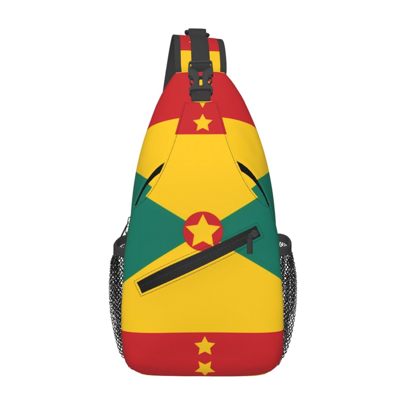 WZYWHJ Flag of Grenada Cross Chest Bag Diagonally - Durable Hiking Daypacks with Large Capacity and Adjustable Straps, Black, One Size