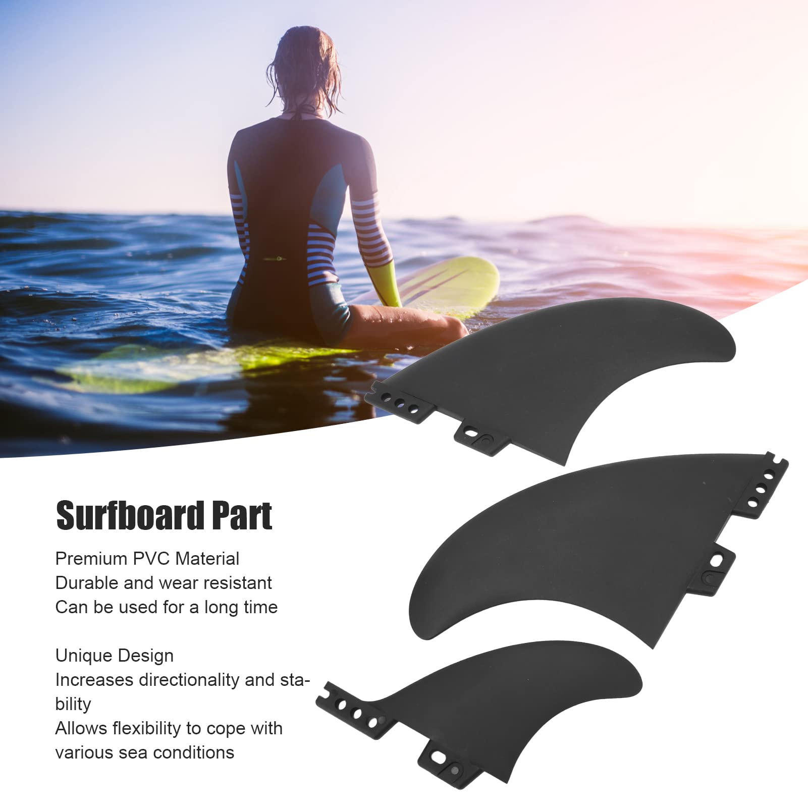 3 Pinne Per Tavola Da Surf In PVC - Propulsori Per SUP E Tavole Lunghe, Ricambio, 4 Colori Opzionali - Foto 2