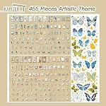 Vintage Scrapbook Stickers, 455 Pieces Scrapbooking Supplies Kit, Stickers for Notebook DIY Scrapbook Decor Album Collage Diary Scrapbooking Journaling Supplies