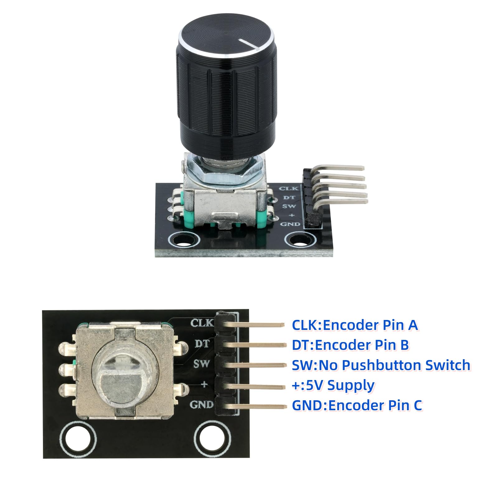 Lot de 6 encodeurs rotatifs KY-040 avec bouton poussoir et capuchon de bouton compatible avec Arduino