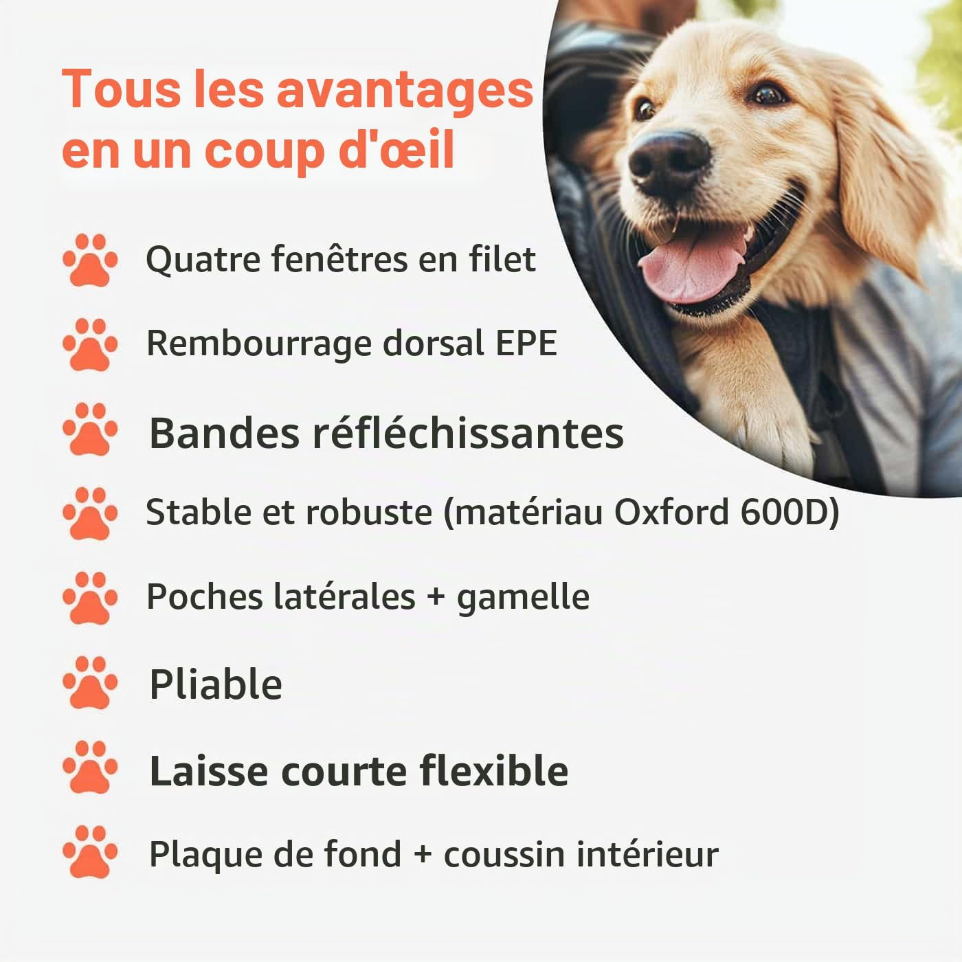 CADOCA® Sac à Dos pour Chat, Petit Chien, Animaux domestiques Beige 12 KG Poches latérales Laisse Incluse Sac de Transport