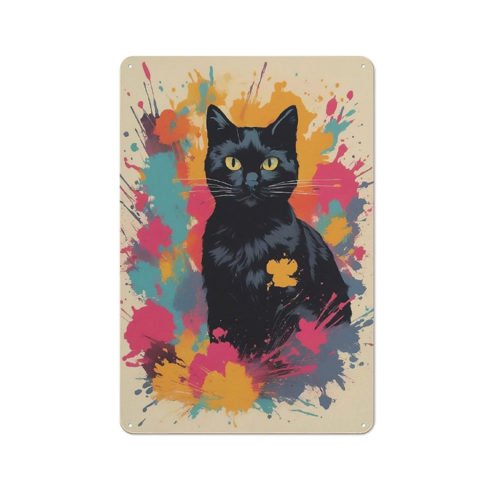 Junmoney Cat0021 Metal Plaque With Design 30X20cm, Country Style Kitchen Wall Decor For Coffee Bar, Kitchen, Bistro Or Tea Corner