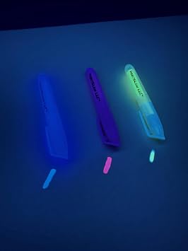 DirectGlow Set of 3 Invisible UV Blacklight Ink Marker Blue Red Yellow with Rechargeable UV Light