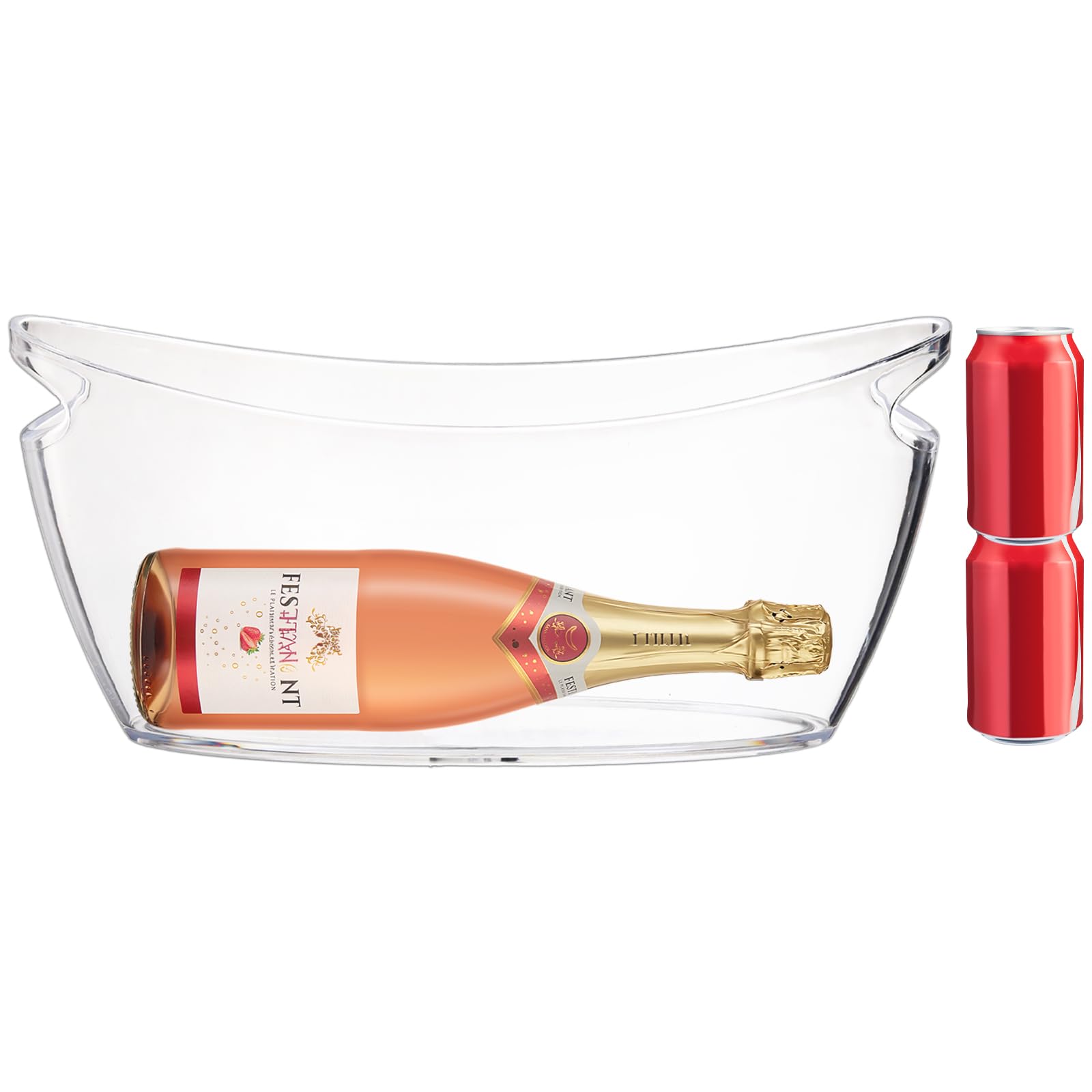 WRINGKIT Secchiello per ghiaccio per feste, secchio per champagne in acrilico trasparente con manico, 6 litri, secchiello per bevande per vino, birra, bevande, per bar mimosa, bottiglie di birra