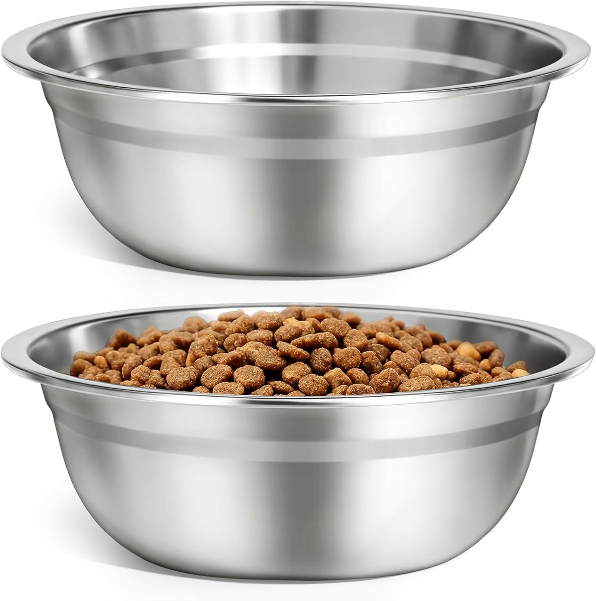 URPOWER 2 Pack 8" Stainless Steel Dog Bowls,Replacement for Elevated Stand | 50 oz Capacity, Thickened Steel, Dishwasher Safe, Durable Metal Water Bowls for Food and Water, Fits Most Elevated Stands