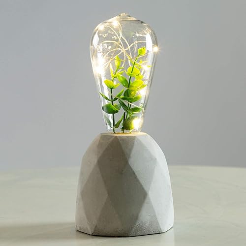 Miniatura 9 de walsport Lámpara de mesa pequeña, bombilla Edison, base gris de cemento de hormigón, lámpara de mesita de noche, estilo minimalista industrial para