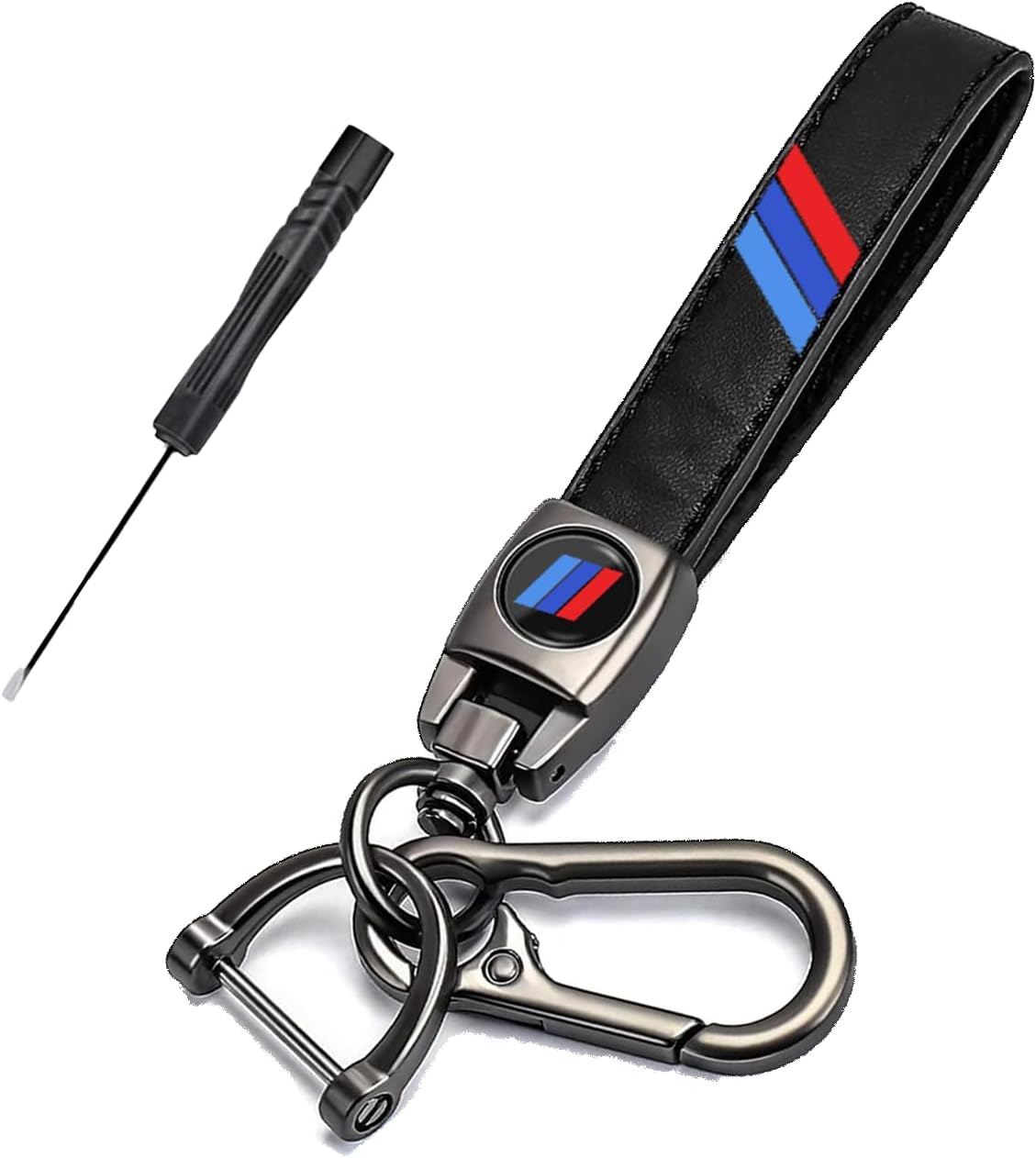 GuyAna Genuine Leather Car Keychain Logo for BMW Accessories Key Chain Compatible with X1 X3 X5 X6 Z4 X6 X7 Series M 1 M3 M5 6 Series Keychain Accessories Family Present for Man and Woman